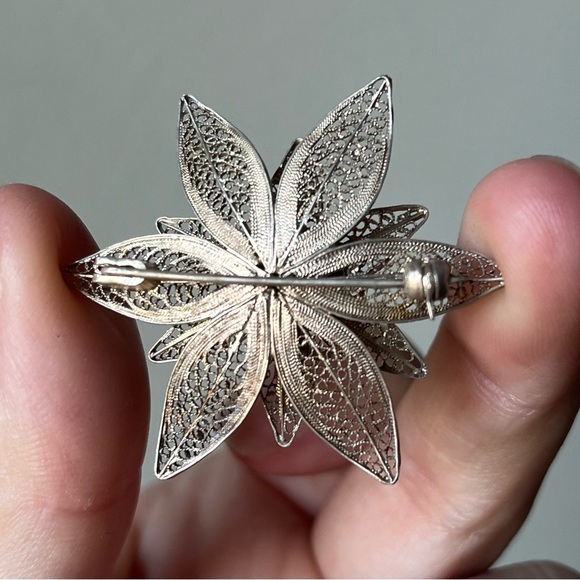 FILIGRANA Vintage Silver Flower🌸 Brooch - Picture 5 of 9